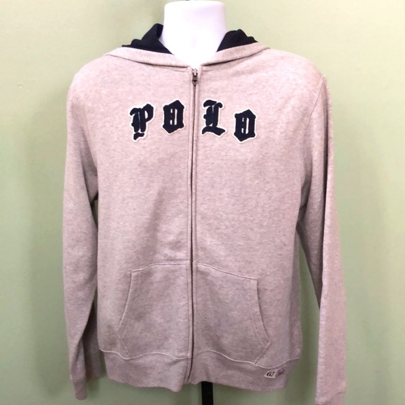 Ralph Lauren Polo Gray Ls Boys Hoodie Sz 18/20